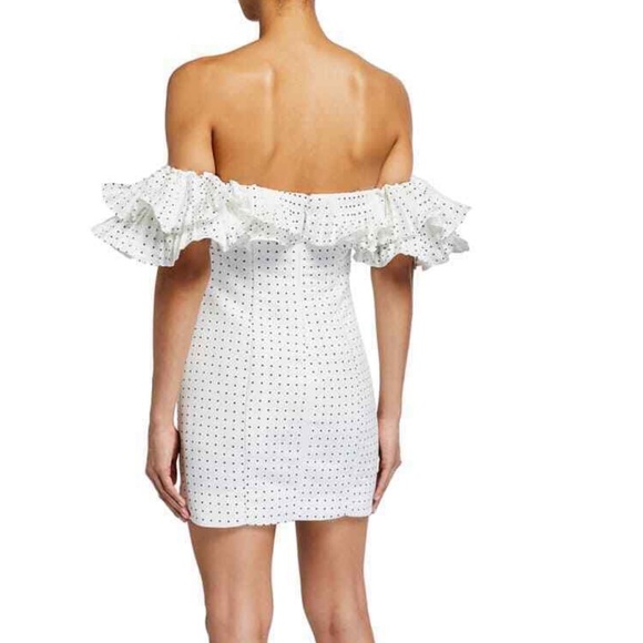 NWT MESTIZA NEW YORK LULU OFF-THE-SHOULDER POLKA-DOTS MINI DRESS SIZE 12 Z523-23 - Picture 6 of 10